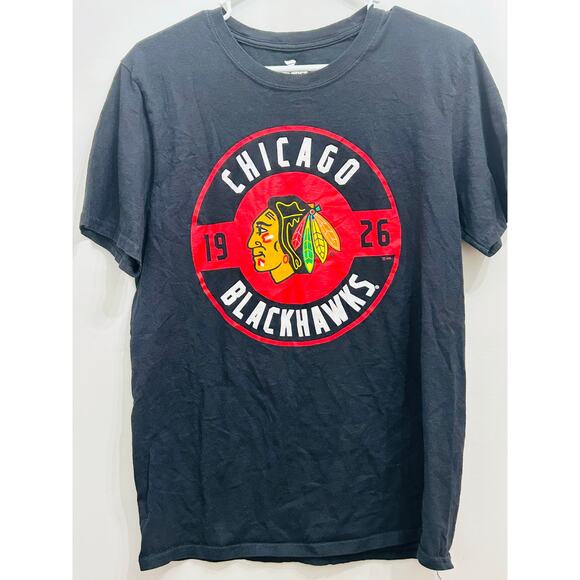 Chicago Blackhawks Fanatics Graphic T-Shirt Black Large Logo Medium Men’s Tee - Picture 1 of 4